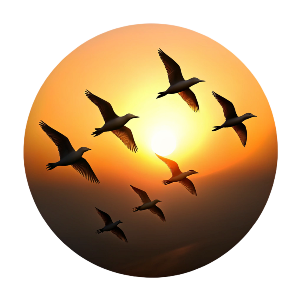 magnificent contemporary Silhouette Birds at Sunset Isolated Flying Formation exclusive png