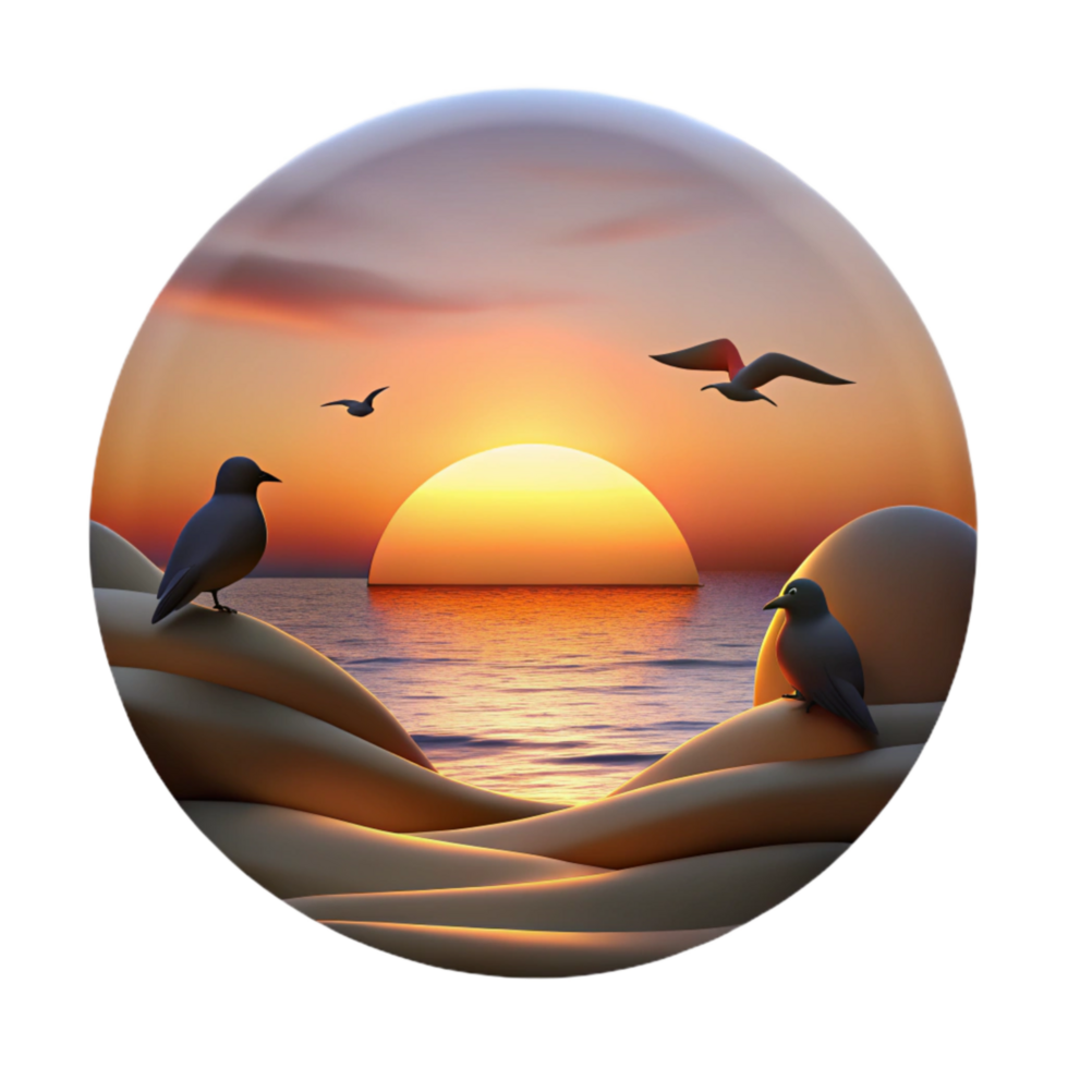 magnificent contemporary Silhouetted Birds at Sunset Cutout Tranquil Scene Isolated high resolution png