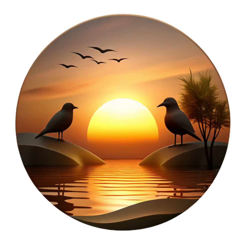 stunning rustic Silhouetted Birds at Sunset Cutout Tranquil Scene Isolated detailed png