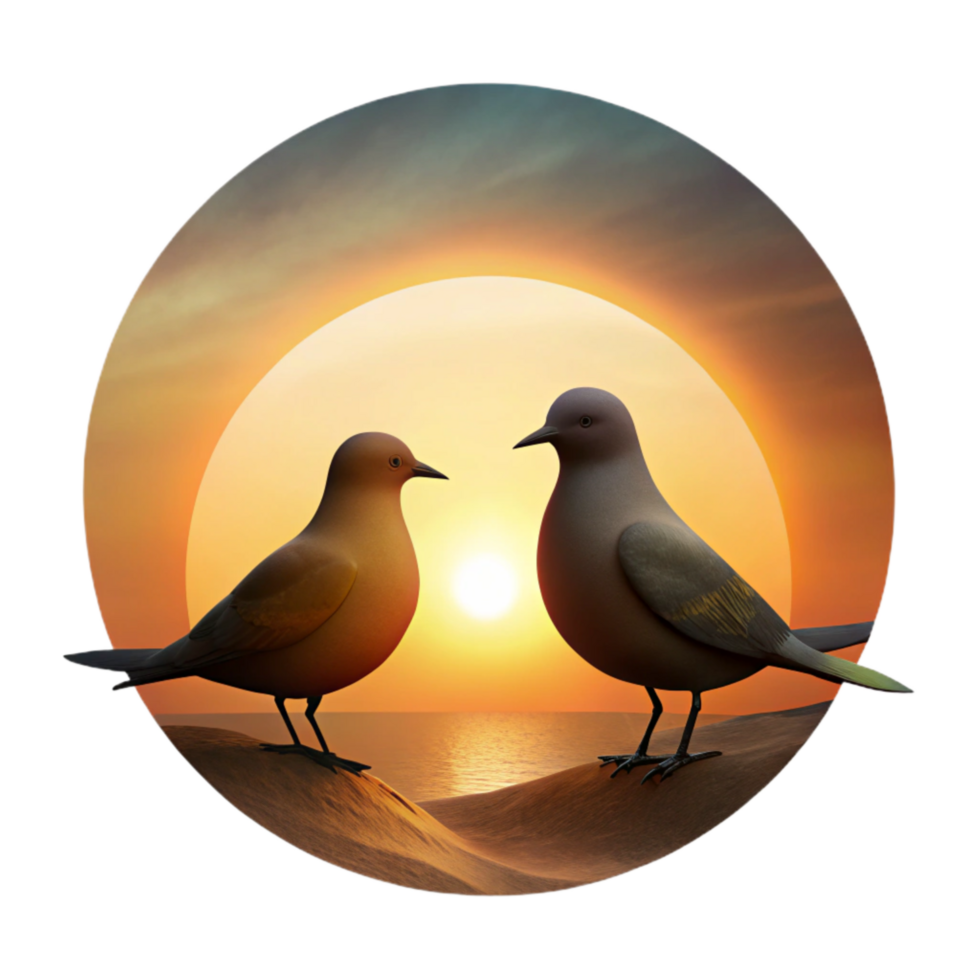 elegant artistic Silhouetted Birds at Sunset Cutout Tranquil Scene Isolated authentic png