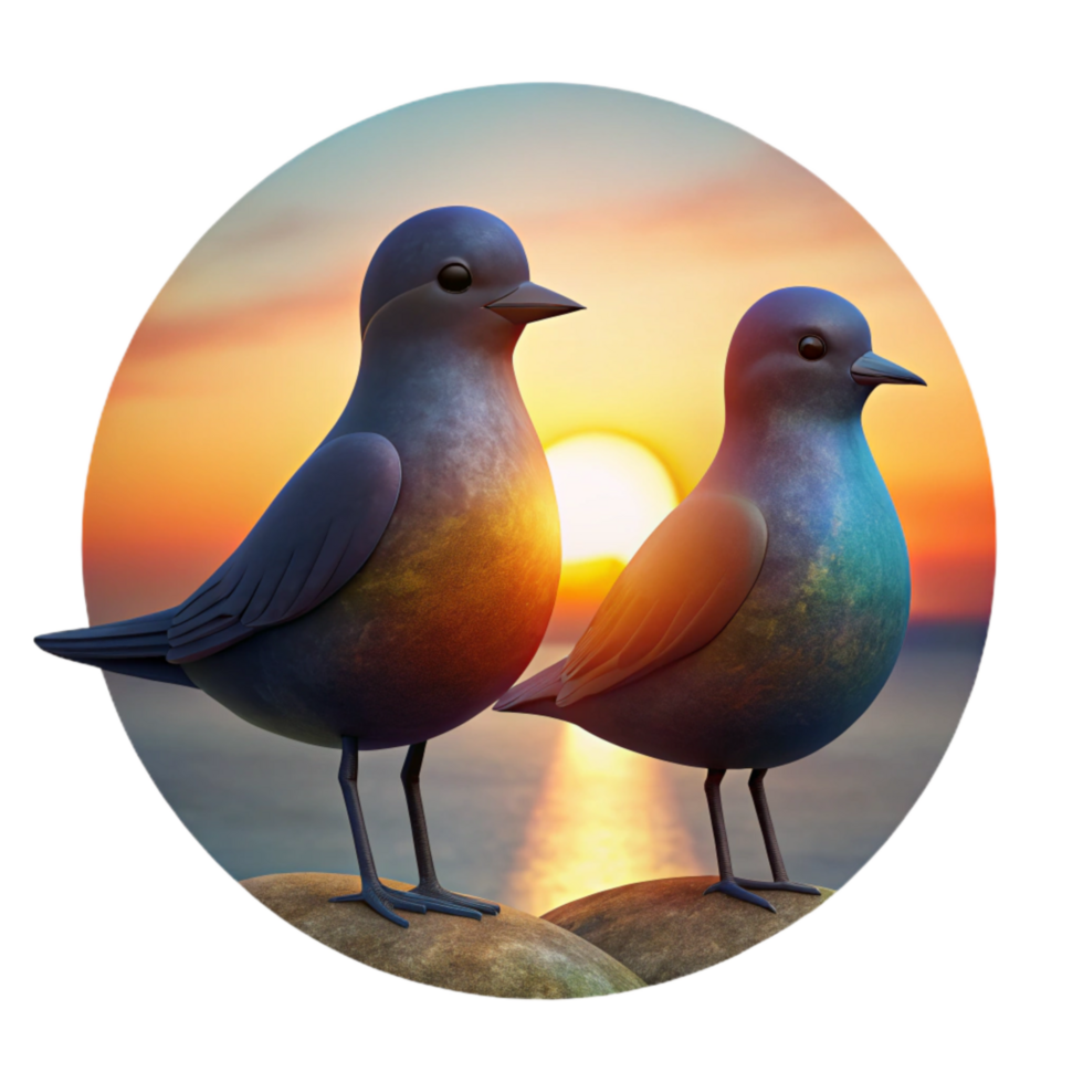 vibrant classic Silhouetted Birds at Sunset Cutout Tranquil Scene Isolated authentic png
