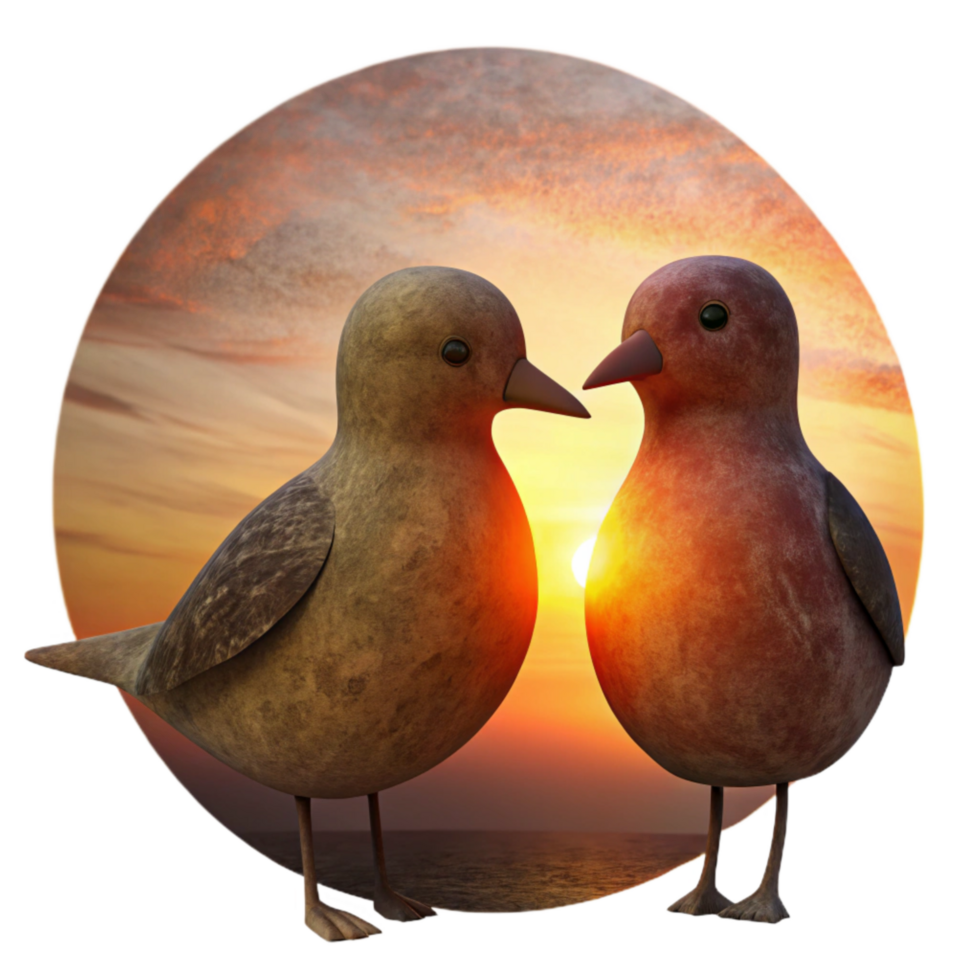 serene modern Silhouetted Birds at Sunset Cutout Tranquil Scene Isolated detailed png