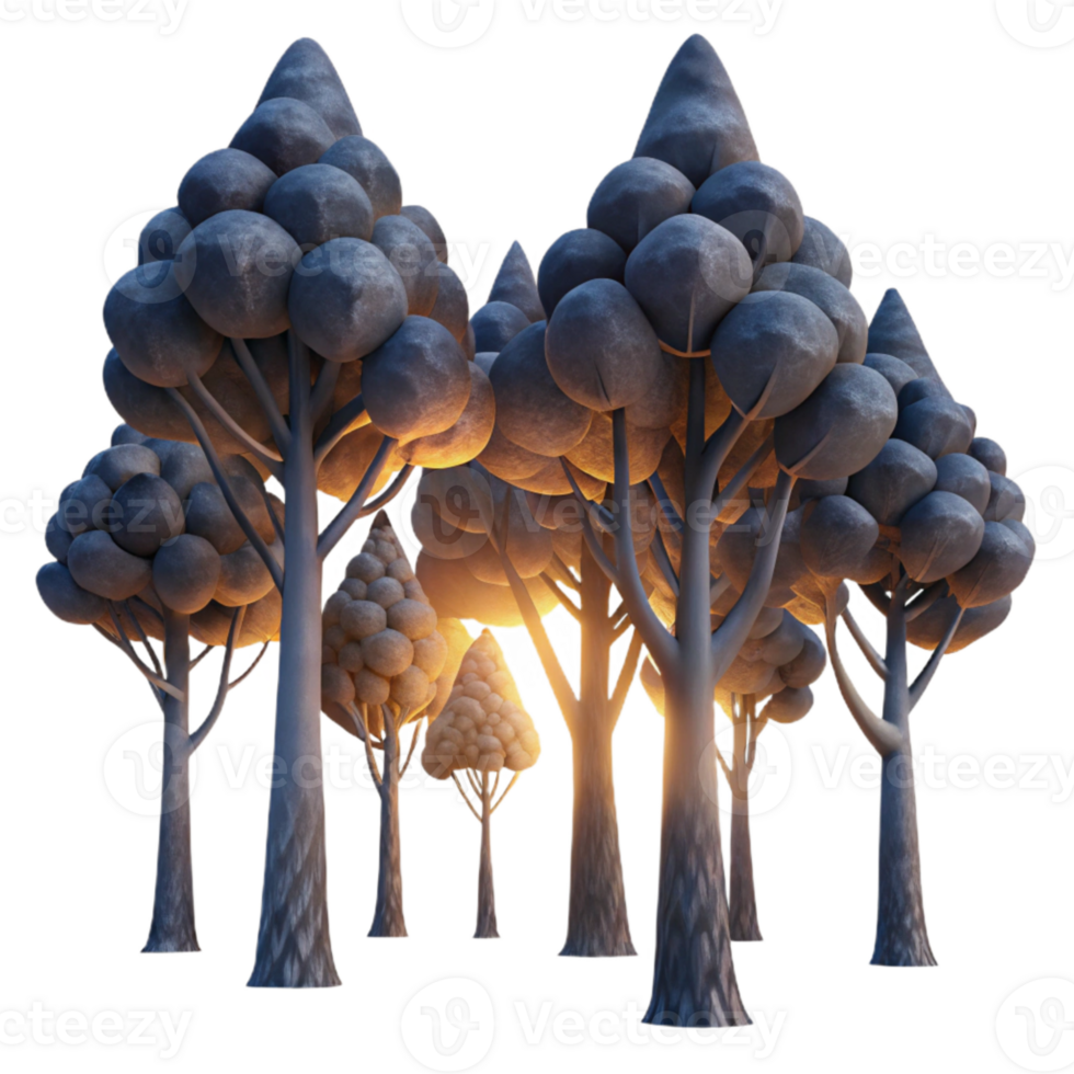 serene classic Silhouetted Trees at Dusk Cutout Transparent authentic png