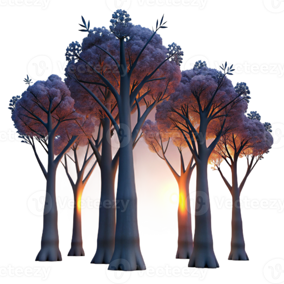 vibrant minimalist Silhouetted Trees at Dusk Cutout Transparent genuine png