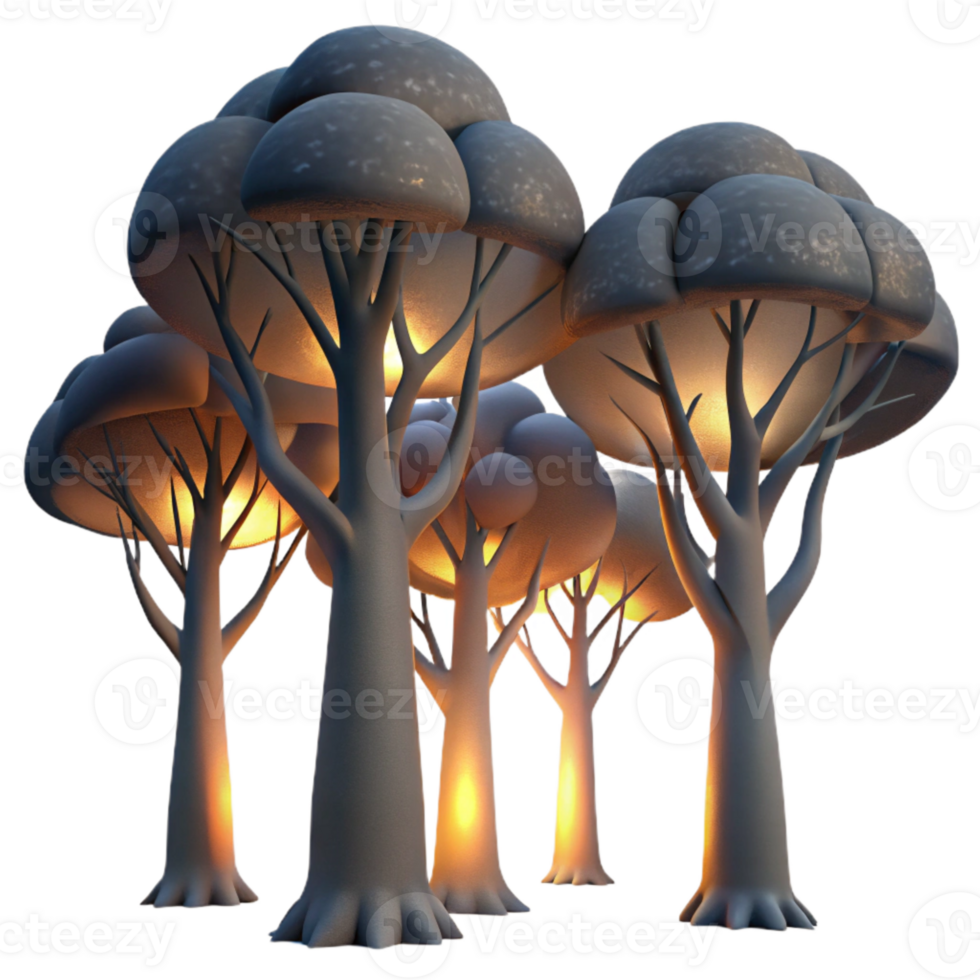 impressive creative Silhouetted Trees at Dusk Cutout Transparent detailed png