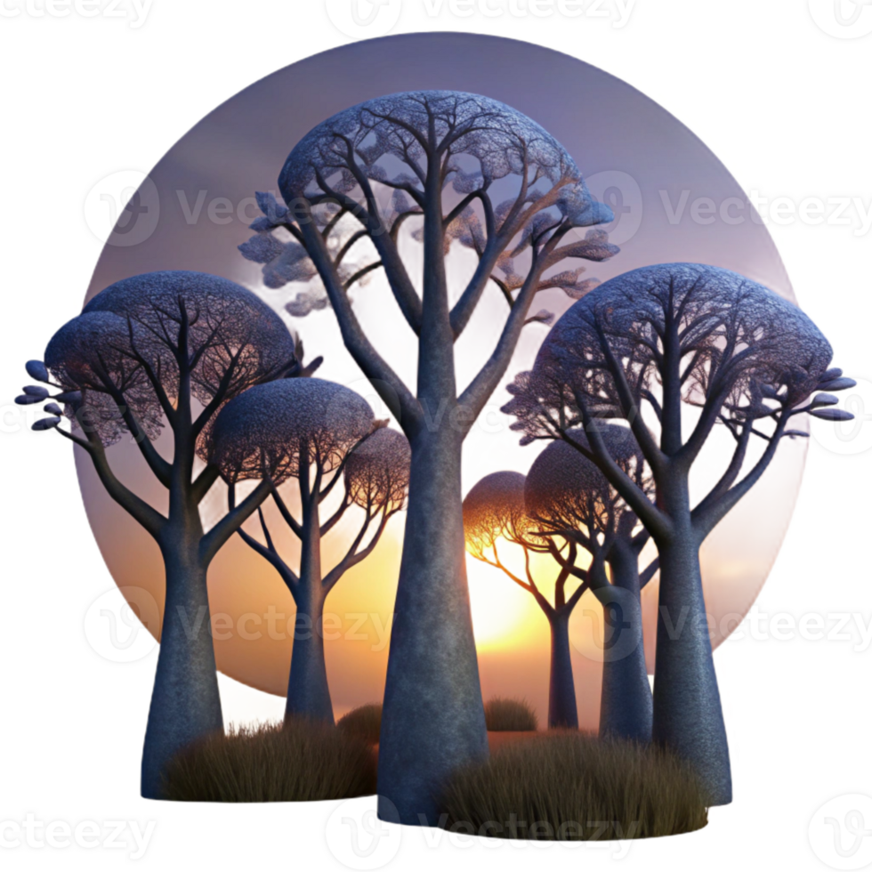 impressive creative Silhouetted Trees at Dusk Cutout Transparent professional png