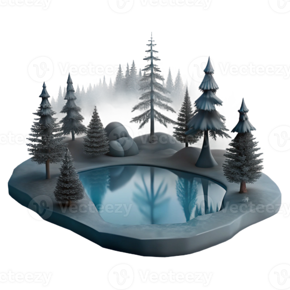 impressive rustic Silhouette Lake Trees Cutout Transparent Background high quality png
