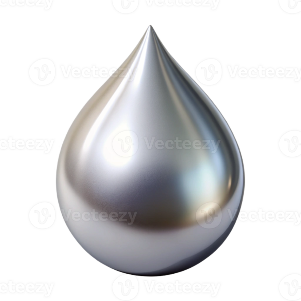 impressive modern Silver Liquid Metal Drop Isolated Element authentic png