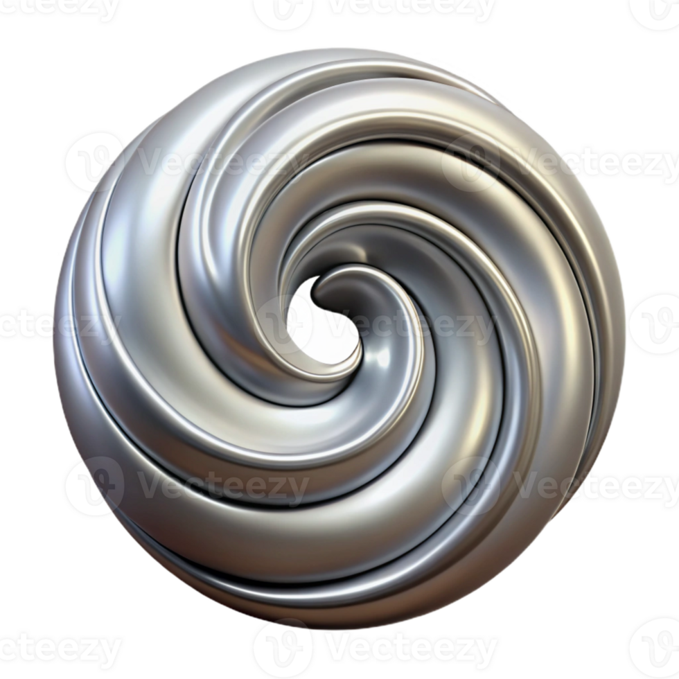 impressive abstract Silver Alloy Swirl Transparent Background Isolated detailed png