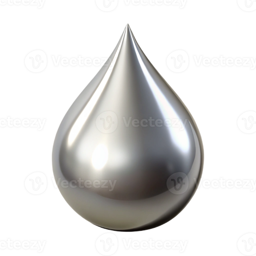 magnificent classic Silver Liquid Metal Drop Isolated Element png