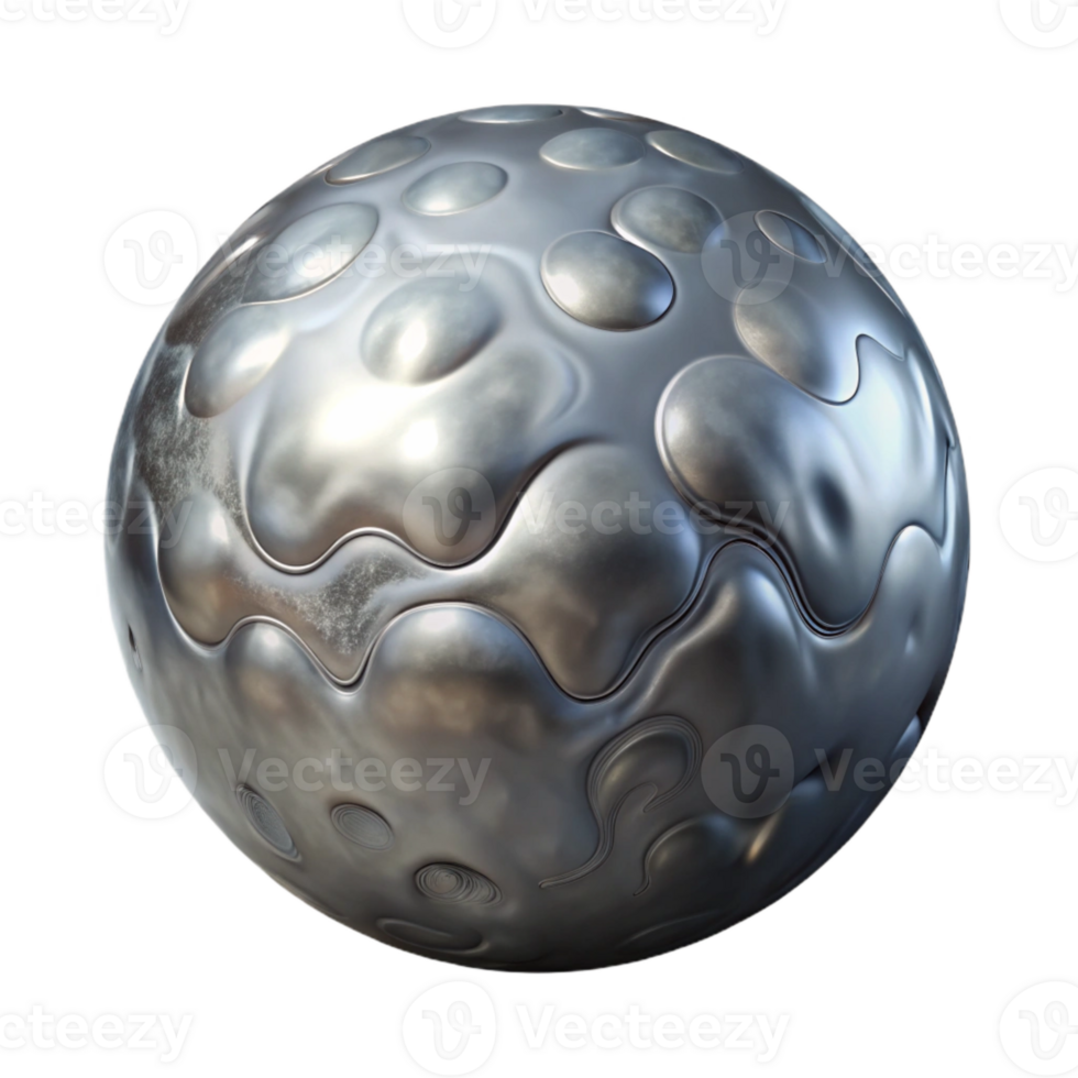 magnificent rustic Silver Liquid Metal Orb Isolated Transparent Background exclusive png