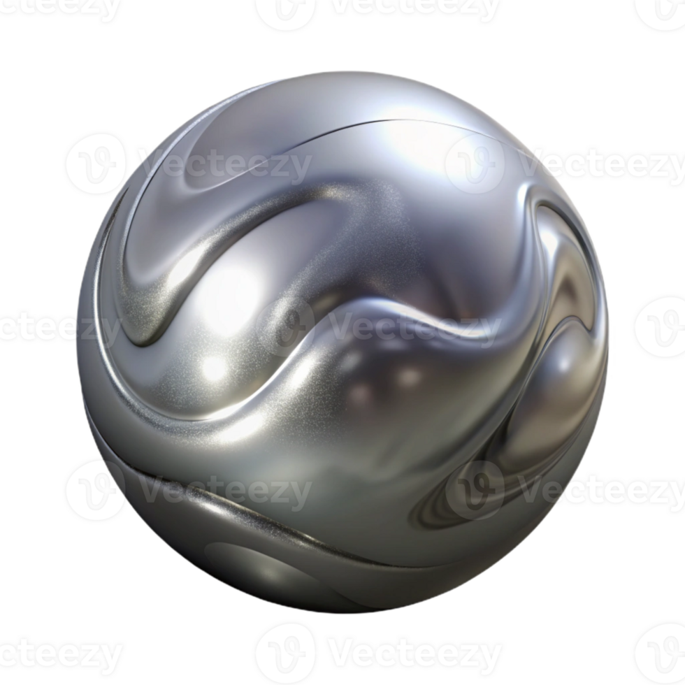 serene traditional Silver Liquid Metal Orb Isolated Transparent Background high resolution png
