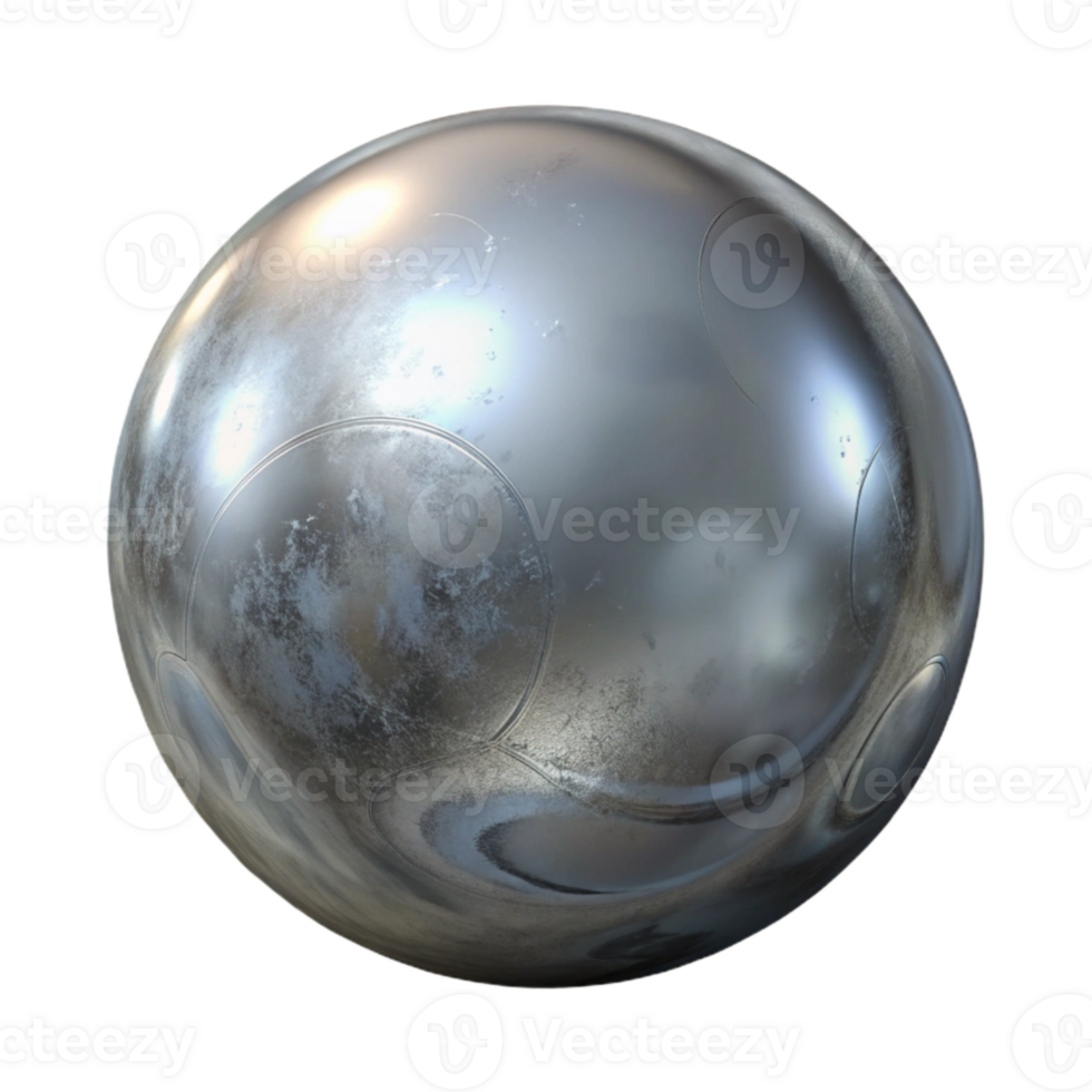 dramatic artistic Silver Liquid Metal Orb Isolated Transparent Background premium png