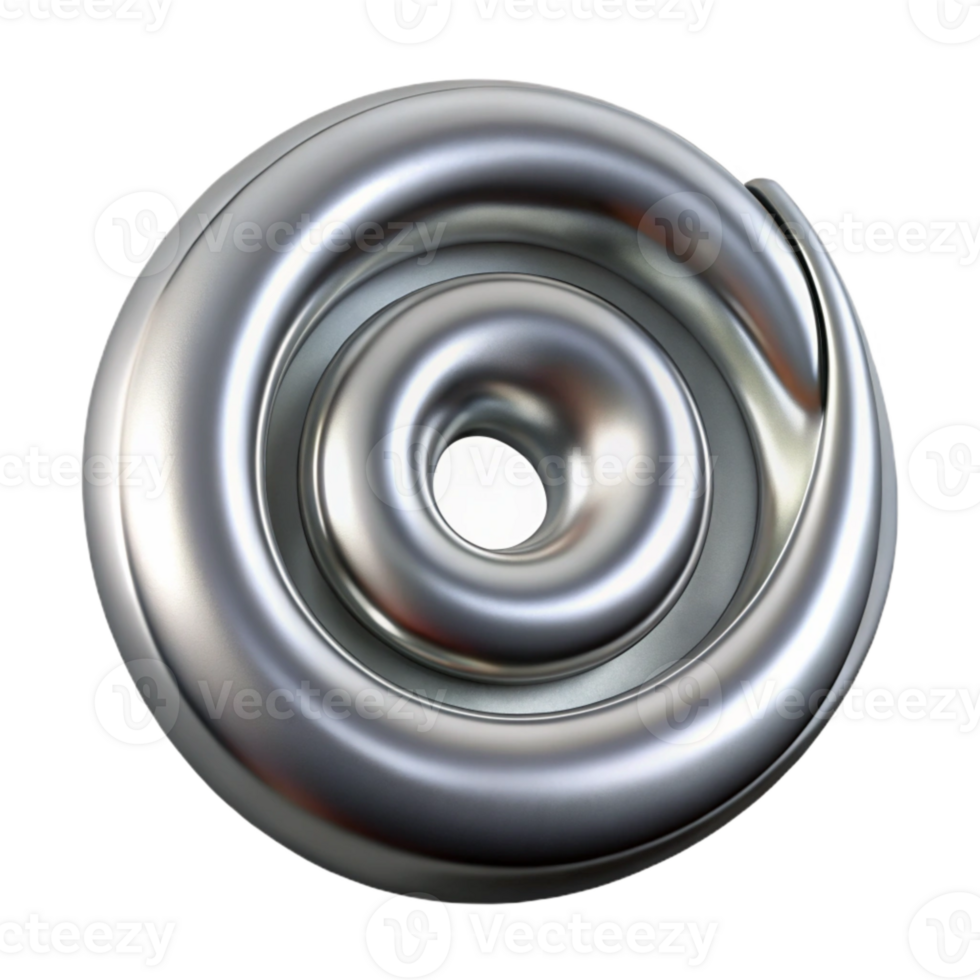 stunning vintage Silver Liquid Metal Spiral Cutout Element premium png
