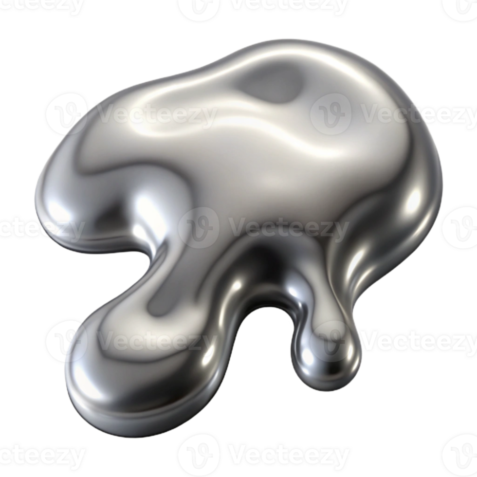 serene artistic Silver Liquid Metal Stream Isolated with Shadows png