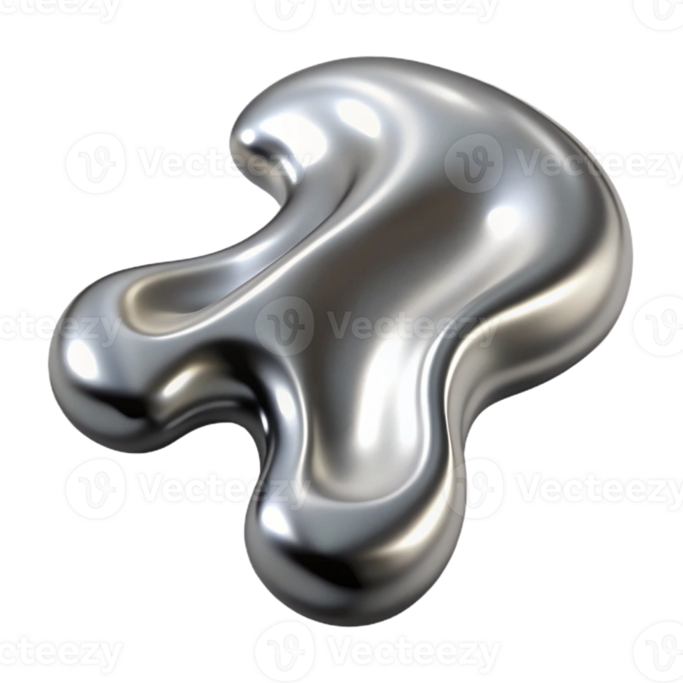 impressive traditional Silver Liquid Metal Stream Isolated with Shadows genuine png