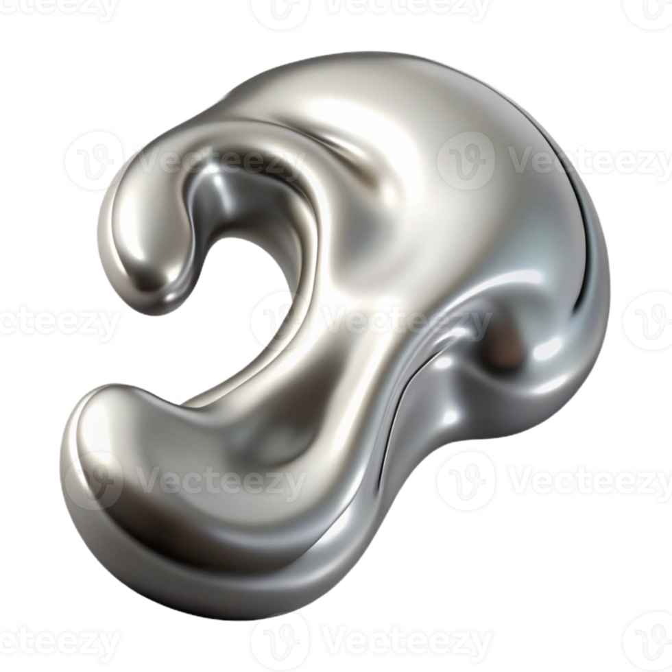 wonderful rustic Silver Liquid Metal Stream Isolated with Shadows original png