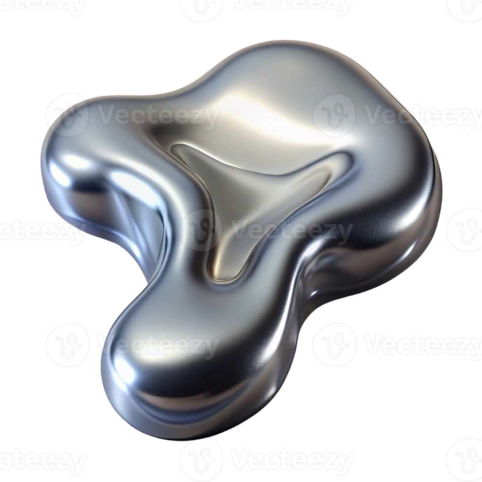 impressive abstract Silver Liquid Metal Stream Isolated with Shadows exclusive png