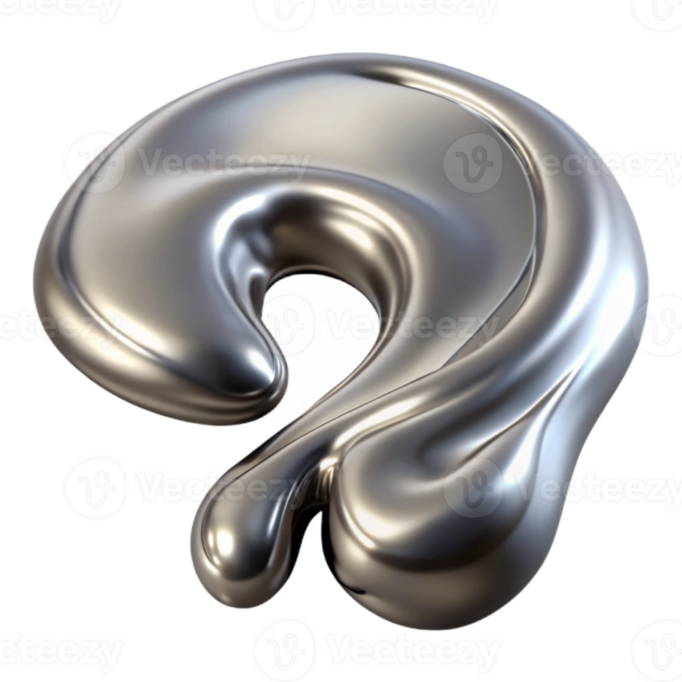 serene minimalist Silver Liquid Metal Stream Isolated with Shadows premium png