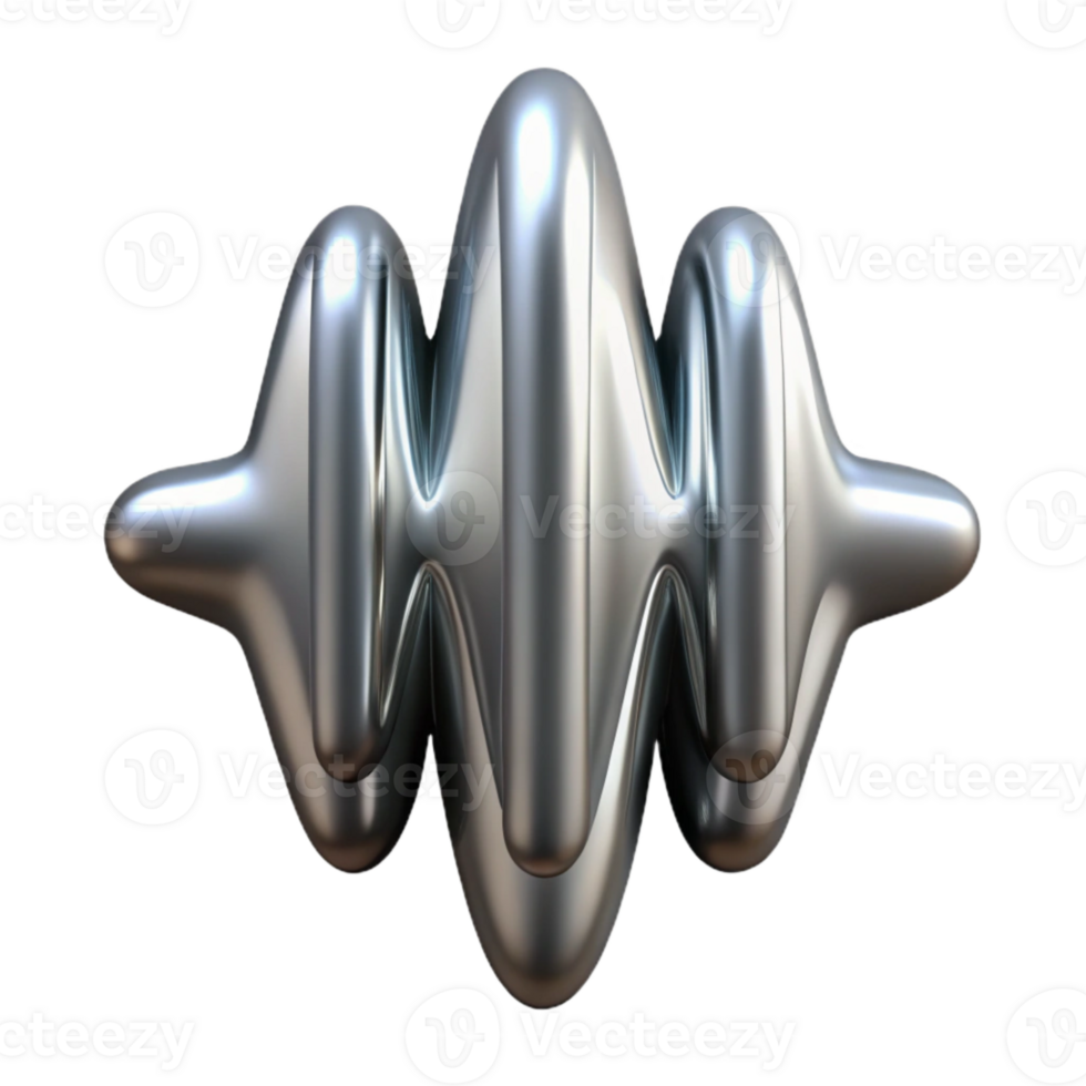 serene modern Silver Soundwave Design Cutout with Reflective Surface high quality png