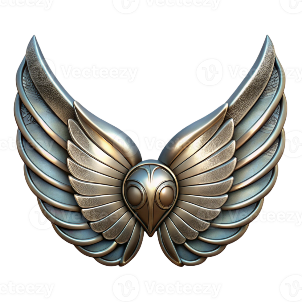 impressive abstract Silver Steampunk Wings Cutout Transparent Background authentic png