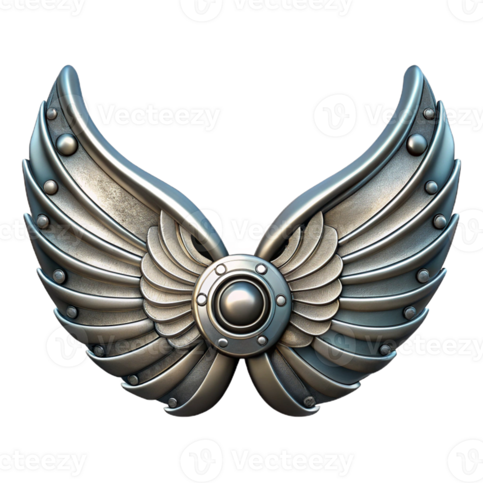 vibrant vintage Silver Steampunk Wings Cutout Transparent Background png