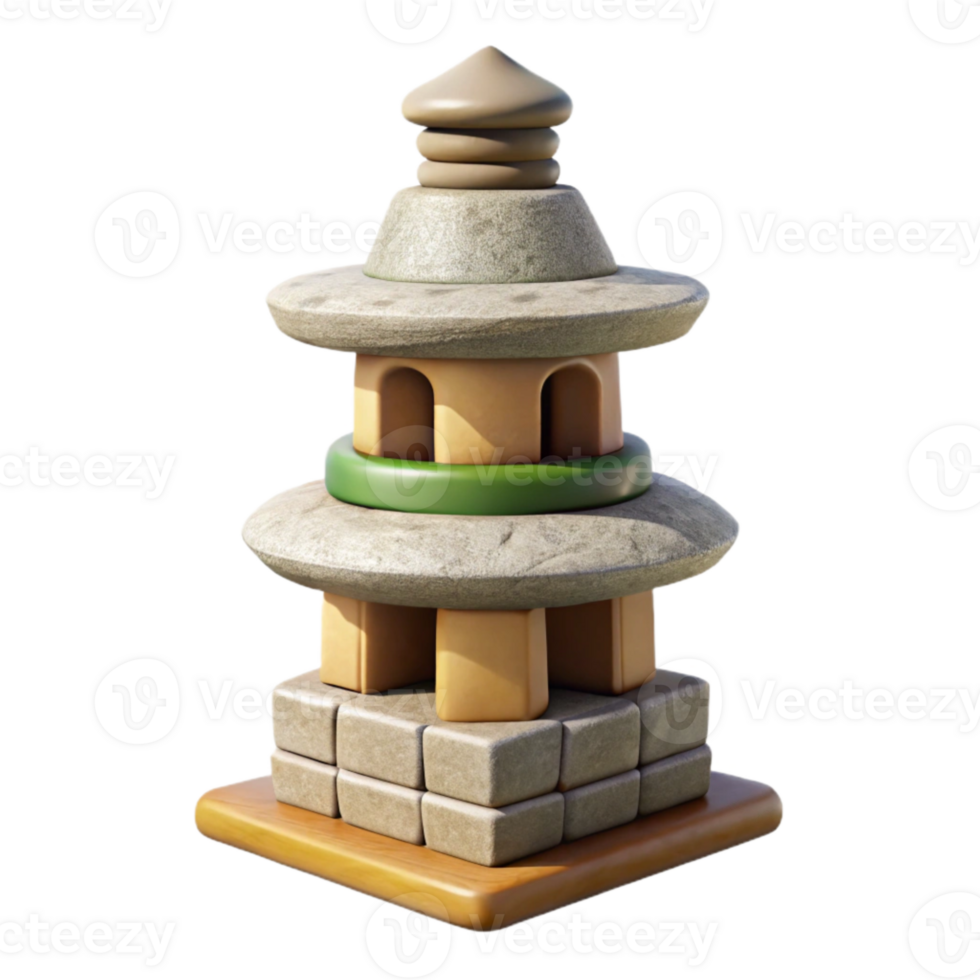 beautiful traditional Simple Terraform Tower Cutout on Transparent Background detailed png