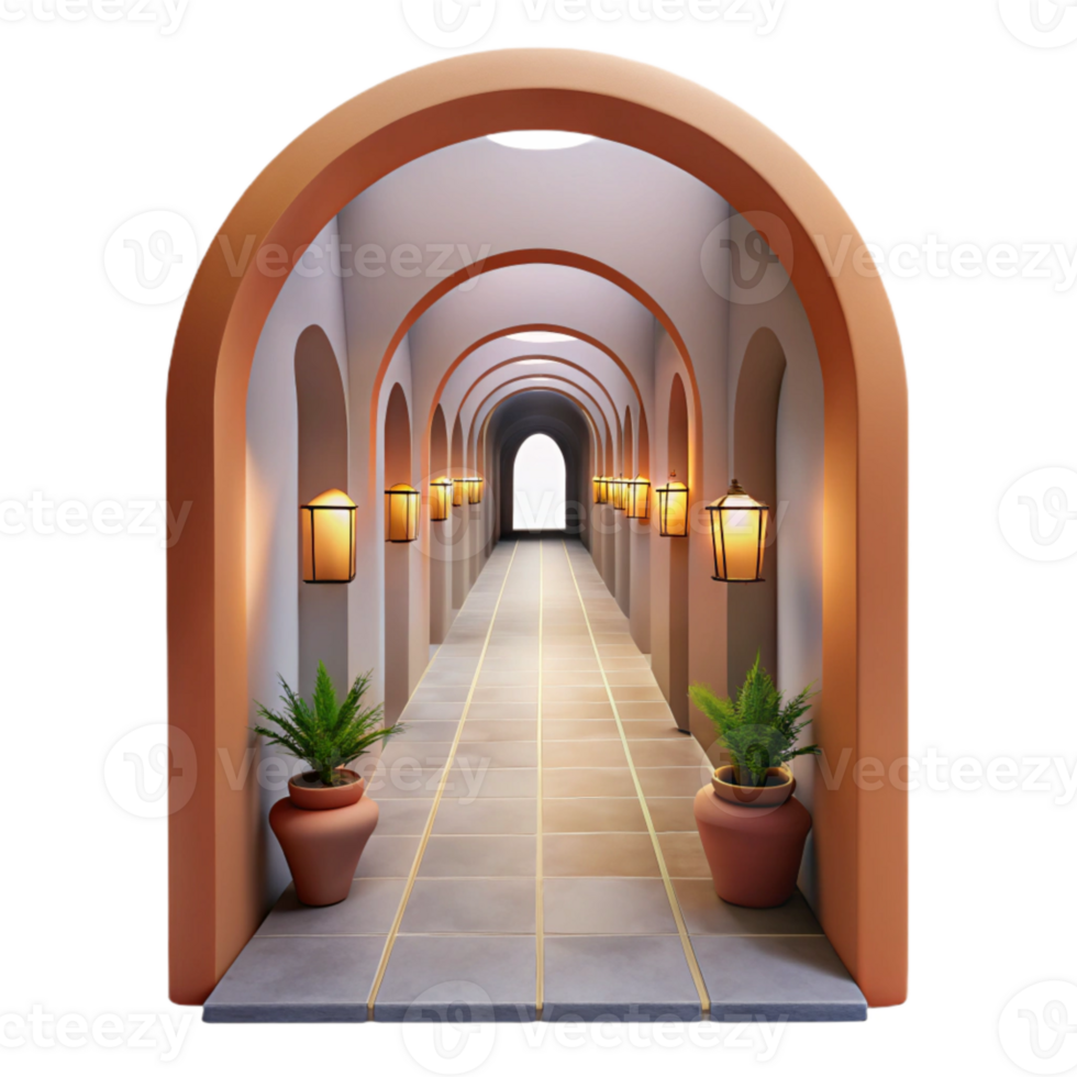 magnificent vintage Simple Virtual Corridor with Perspective Cutout original png