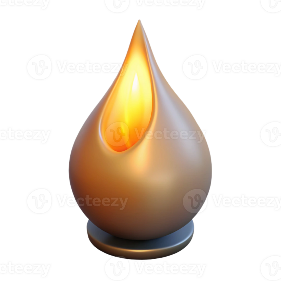 elegant contemporary Single Flame Isolated Realistic Flickering Light with Shadow detailed png