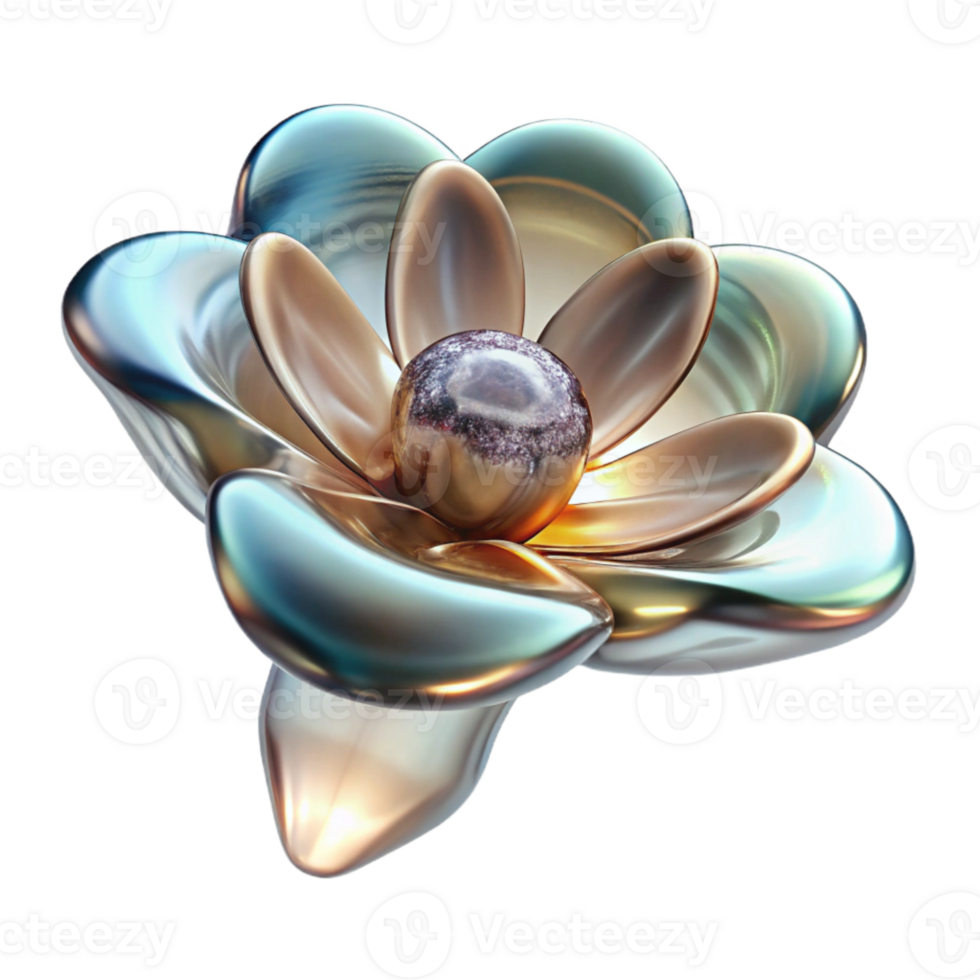 serene abstract Single Flower Distorted Glass Reflection Isolated png