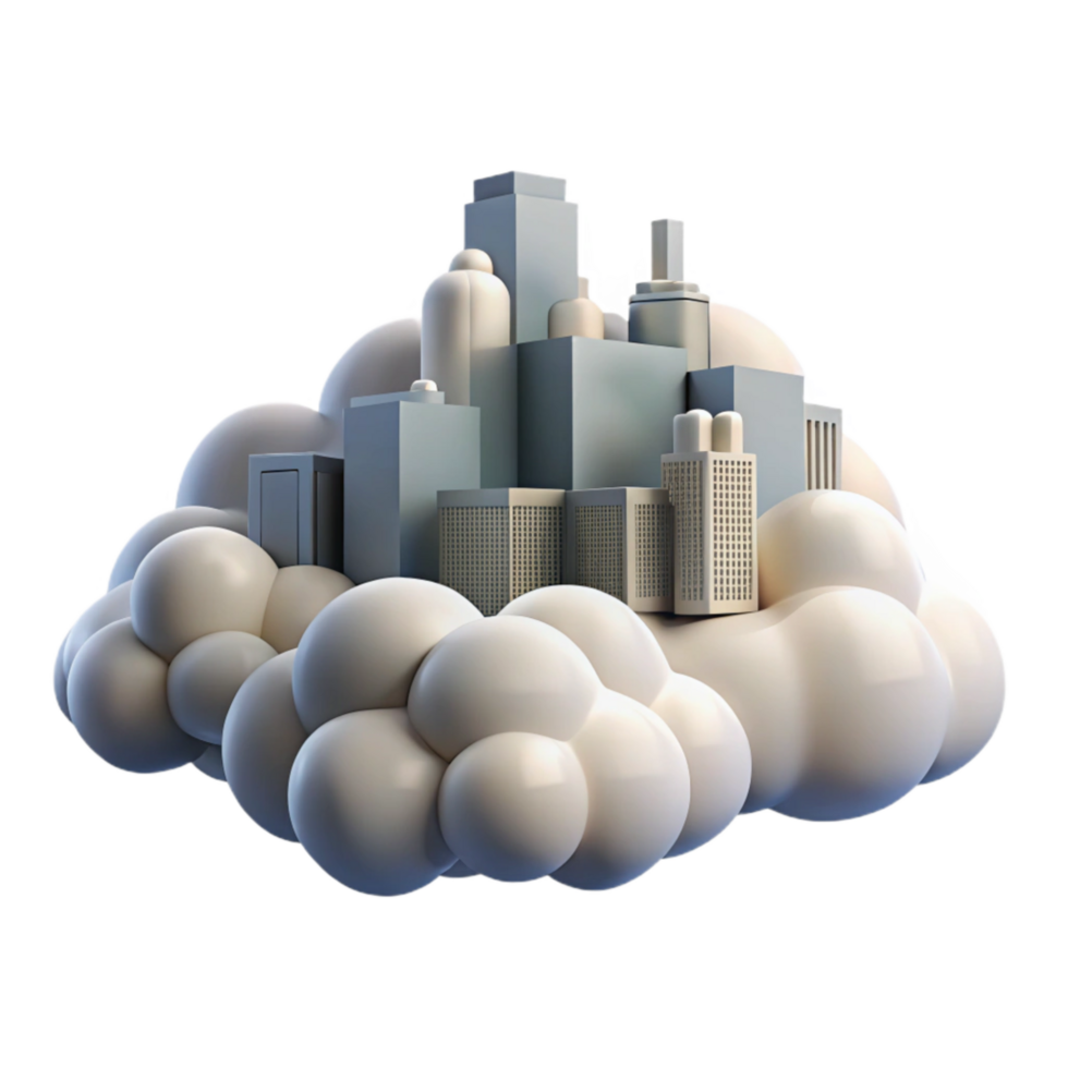 elegant modern Skybound City Isolated with Realistic Clouds Transparent Background high resolution png