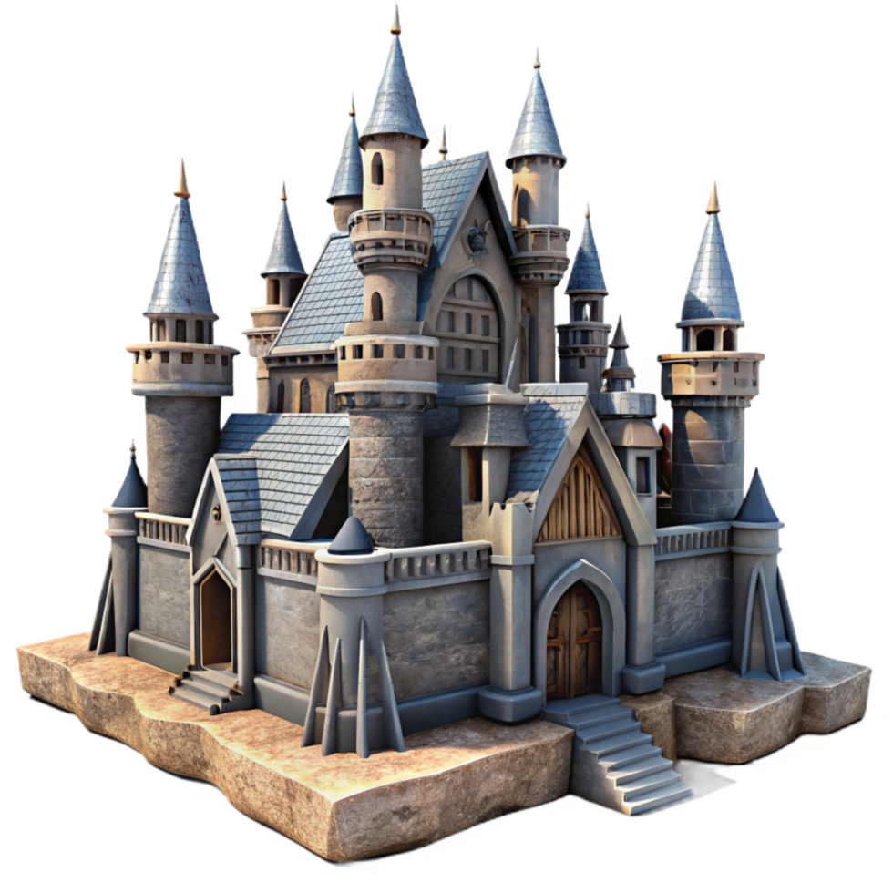 extraordinary contemporary Skybound Castle Isolated with Gothic Architecture png