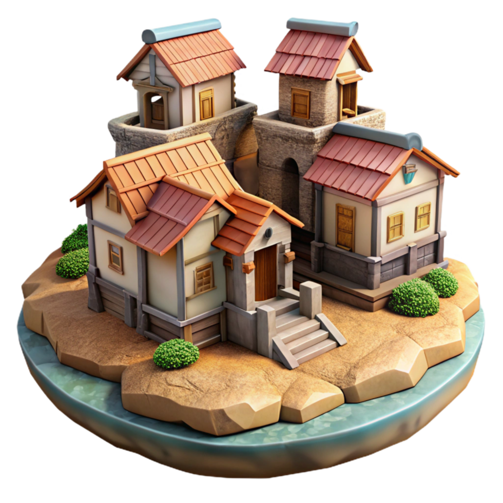 elegant minimalist Skybound Village Cutout with Rustic Charm Transparent Background detailed png