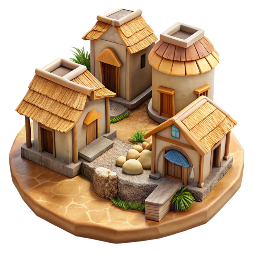 beautiful rustic Skybound Village Cutout with Rustic Charm Transparent Background high resolution png