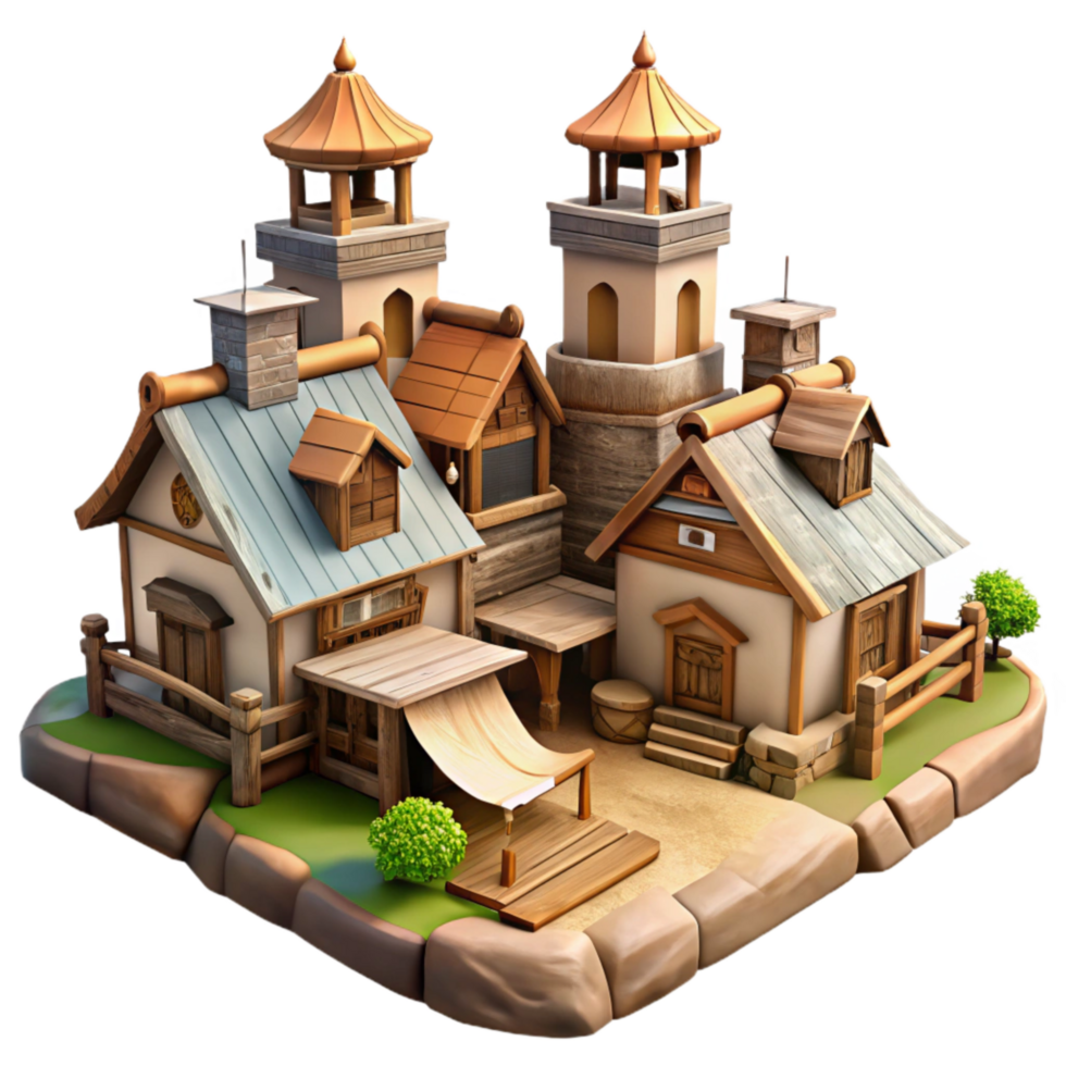 beautiful contemporary Skybound Village Transparent Background with Rustic Charm png