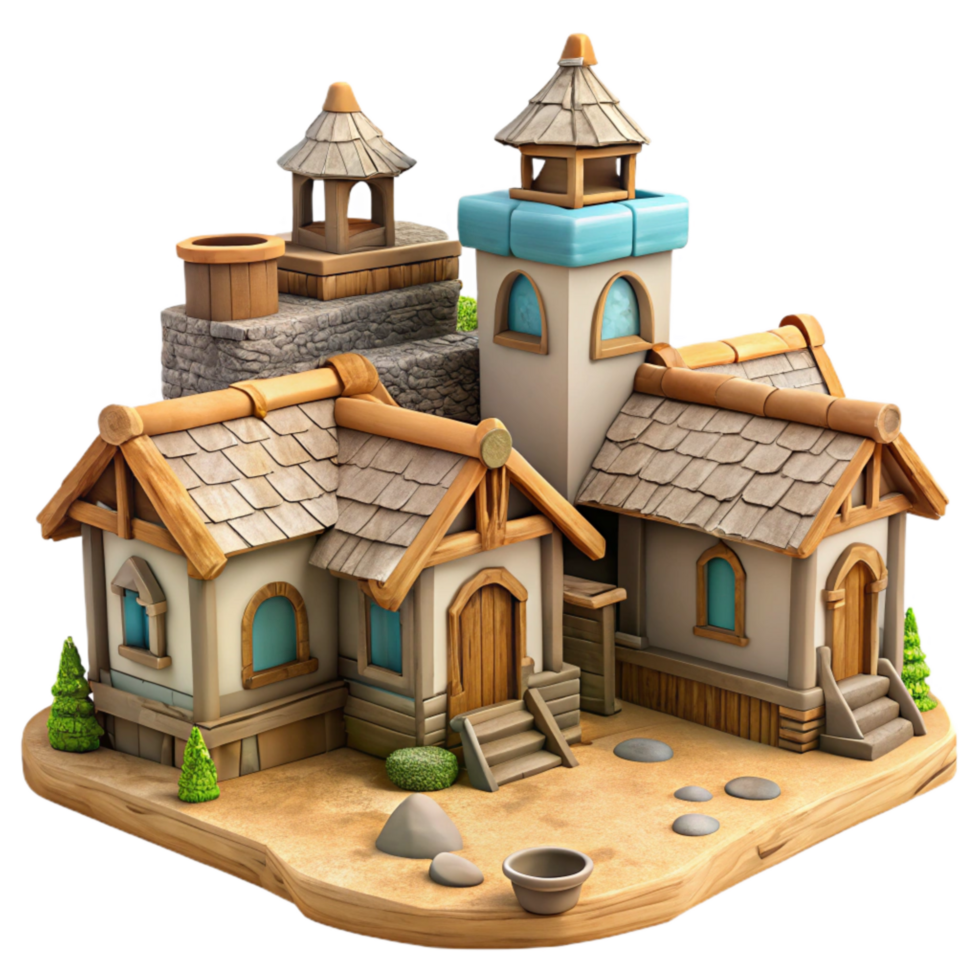 stunning rustic Skybound Village Cutout with Rustic Charm Transparent Background high quality png