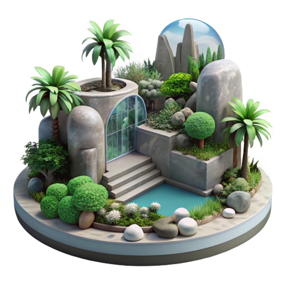 impressive creative Sky Garden Isolated Lush Vegetation on Transparent Background original png