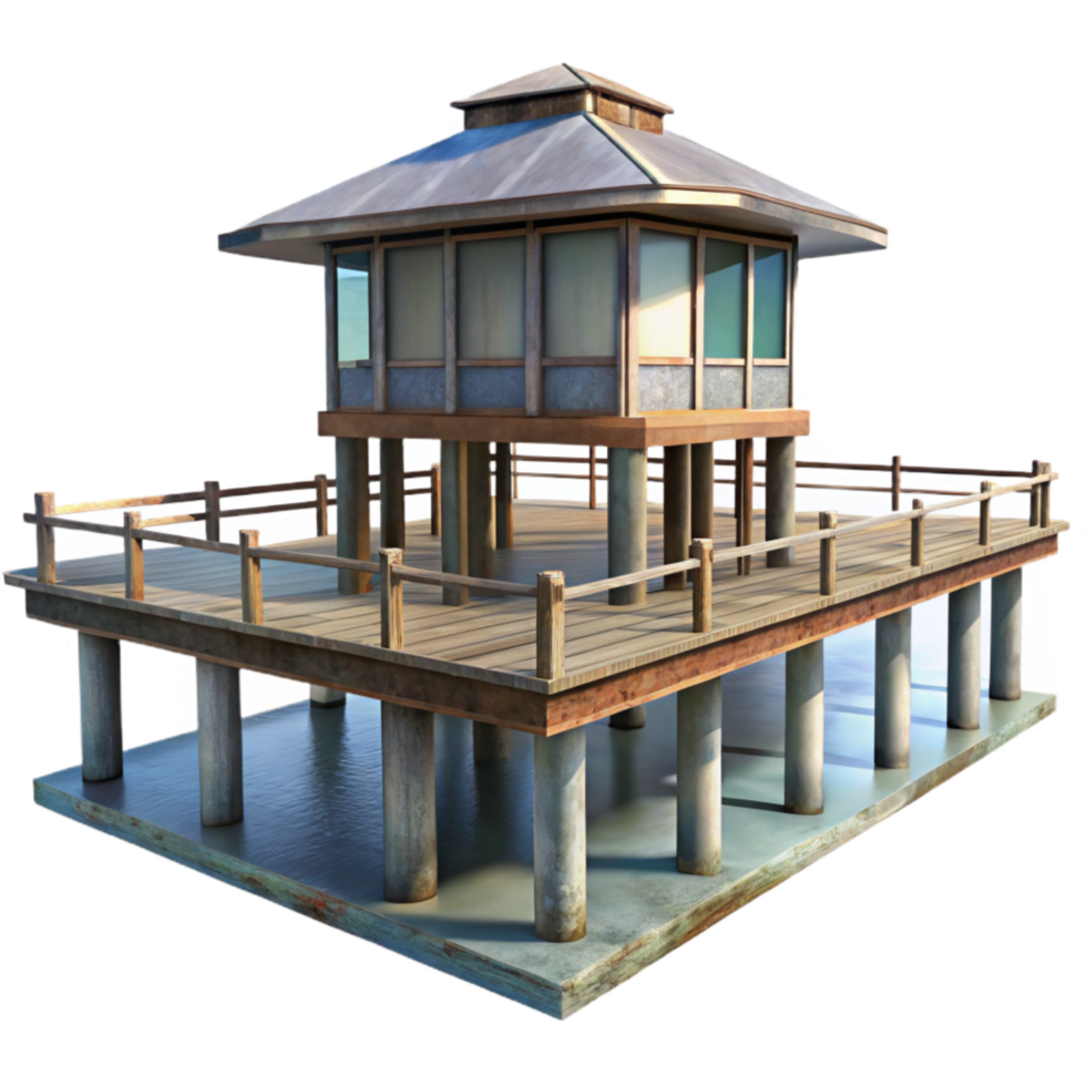 vibrant artistic Sky Pier Transparent Background Modern Architecture Isolated premium png