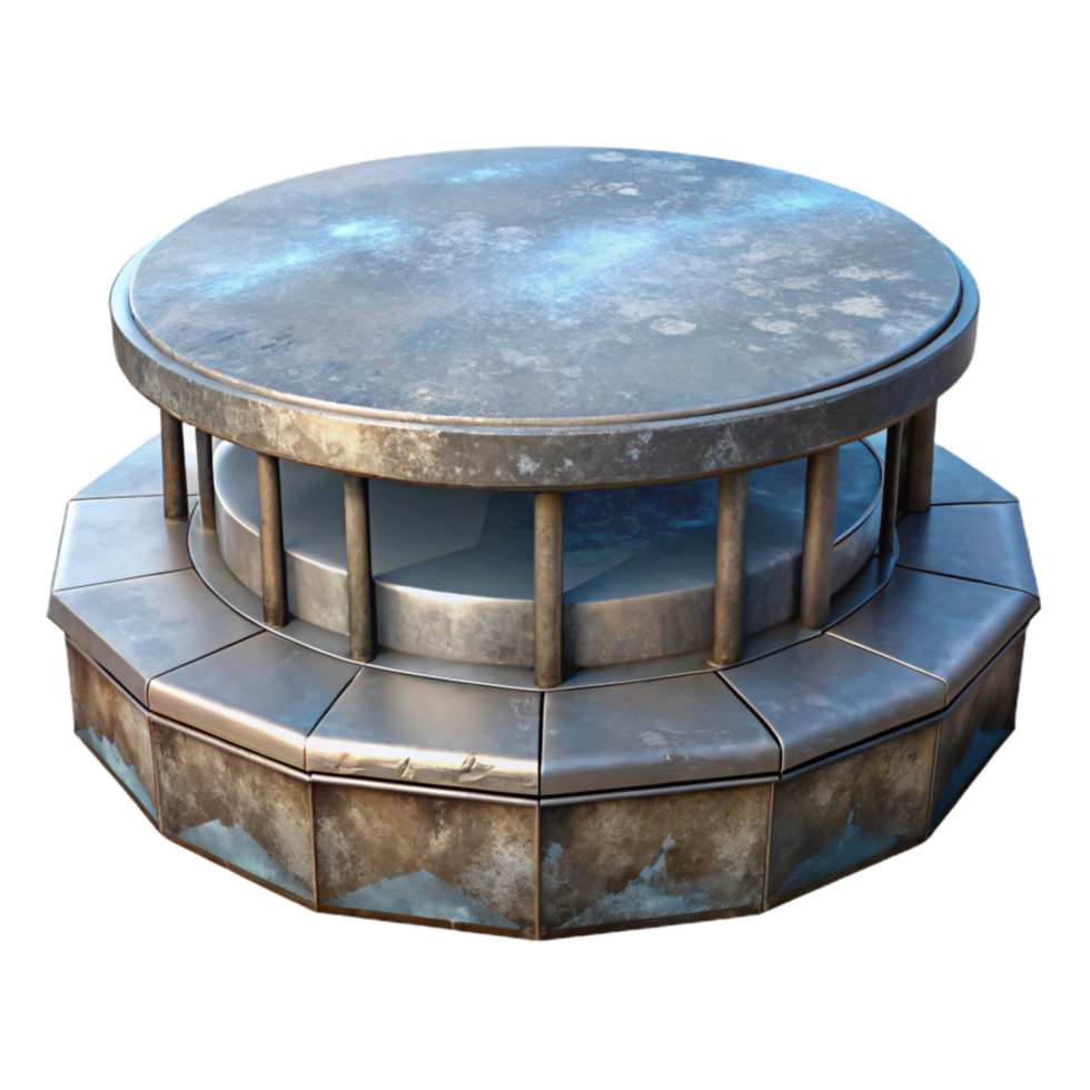 impressive rustic Sky Platform Transparent Background with Metallic Finish high resolution png