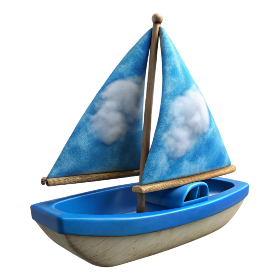 beautiful contemporary Small Sailboat Cutout with Blue Sails and Cloudy Sky genuine png