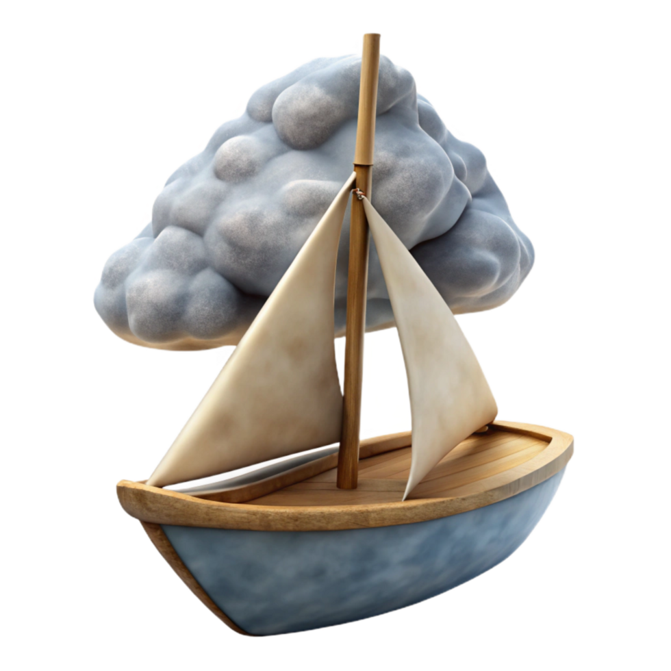 beautiful vintage Small Sailboat Isolated with Dramatic Cloud Cover premium png