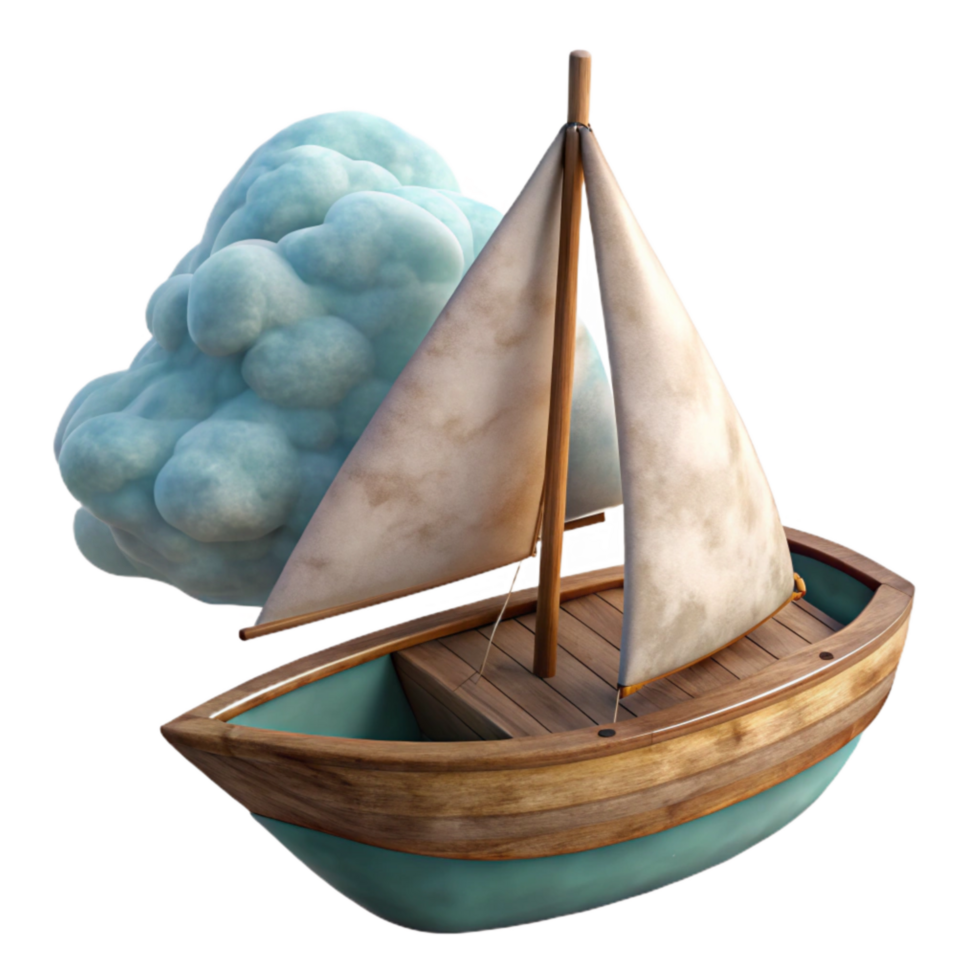 vibrant artistic Small Sailboat Isolated with Dramatic Cloud Cover original png