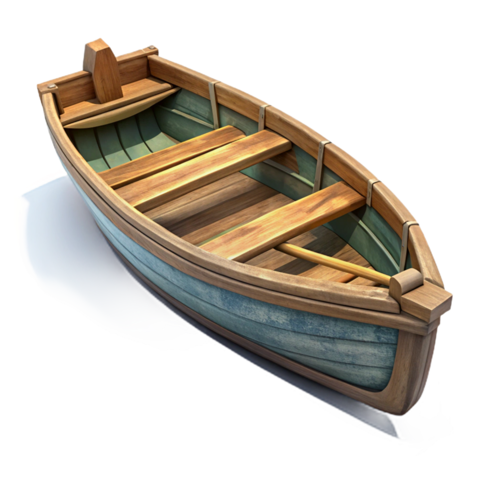 vibrant minimalist Small Wooden Boat on a Lake Transparent Background png