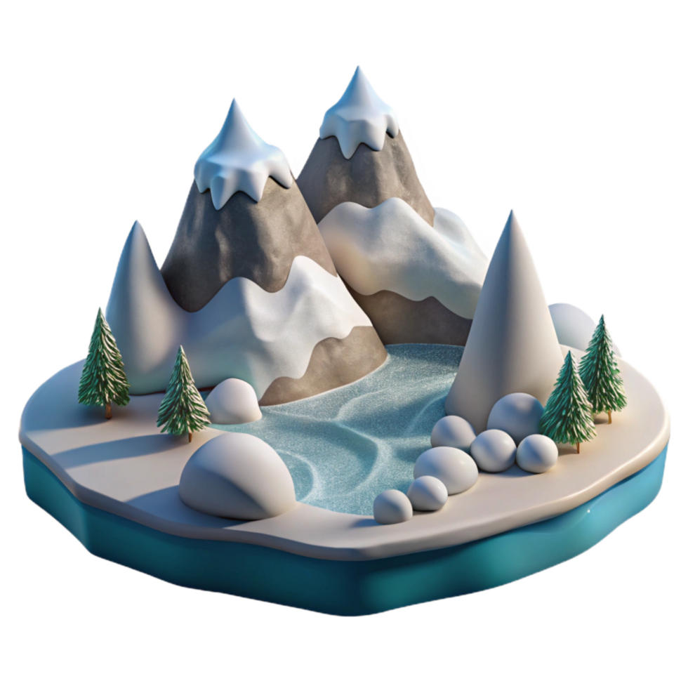 stunning minimalist Snow Covered Fjord Shore Cutout with Crisp Detail original png