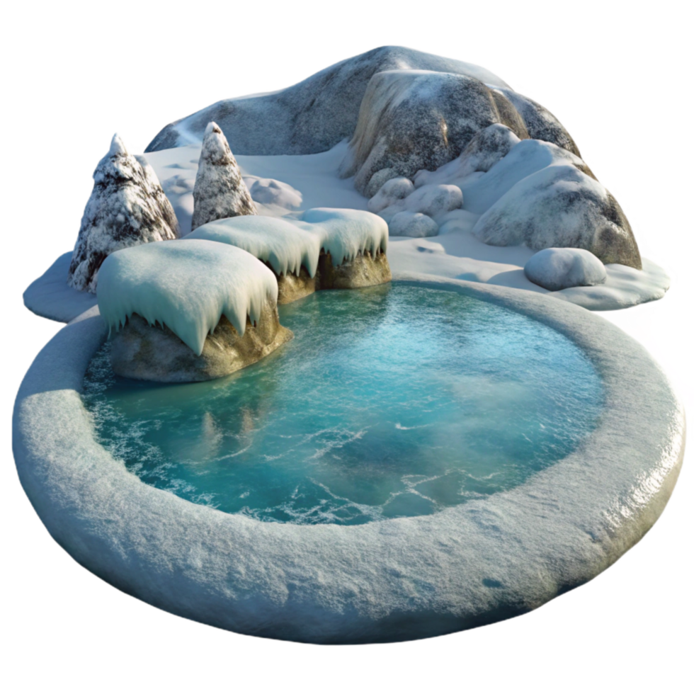 stunning rustic Snow Covered Frozen Lake Transparent Background premium png