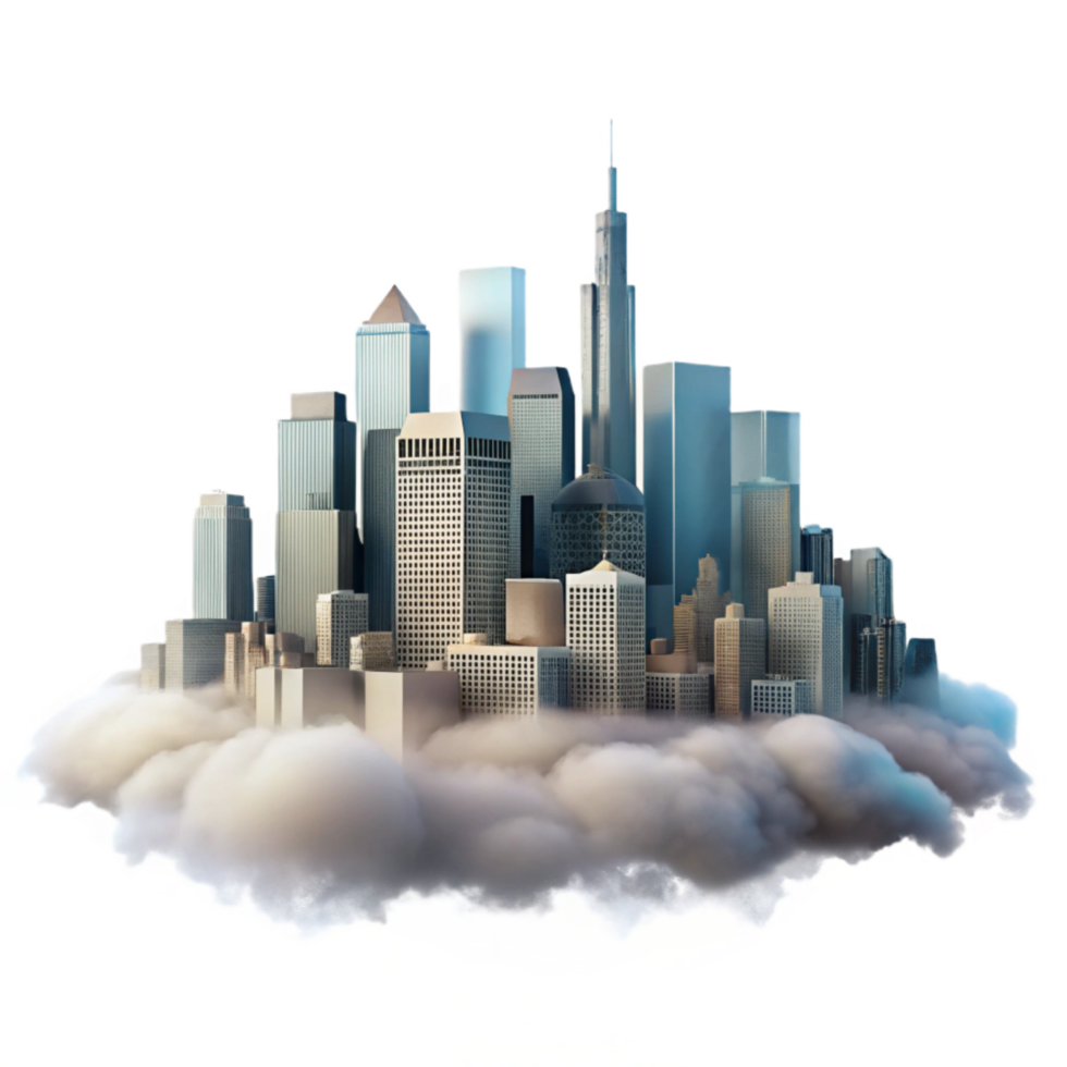 elegant rustic Soft Focus City Skyline Cutout Fog Effect premium png