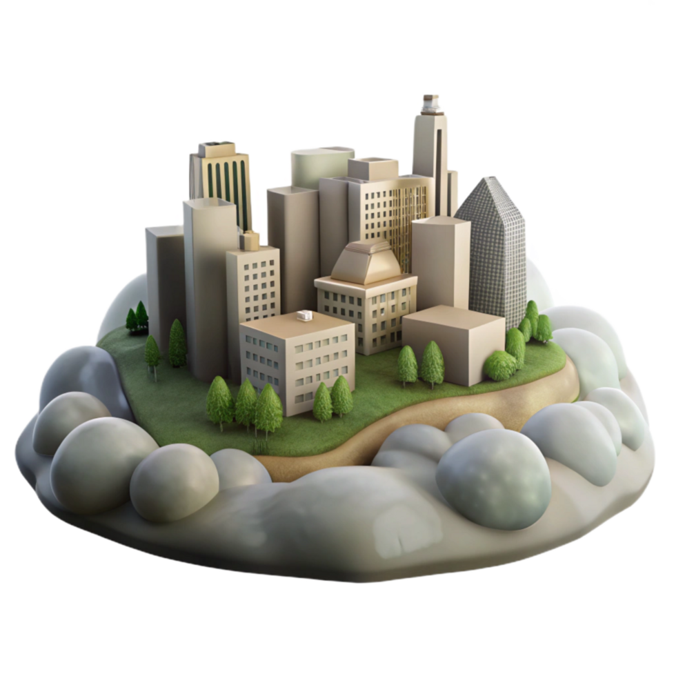stunning minimalist Soft Focus Urban Landscape Cutout Foggy Scene detailed png
