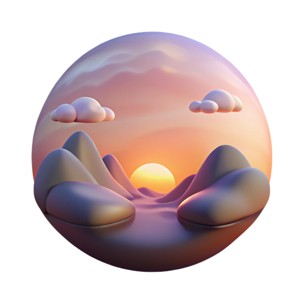 extraordinary modern Soft Glow Dusk Landscape with Transparent Background Isolated detailed png