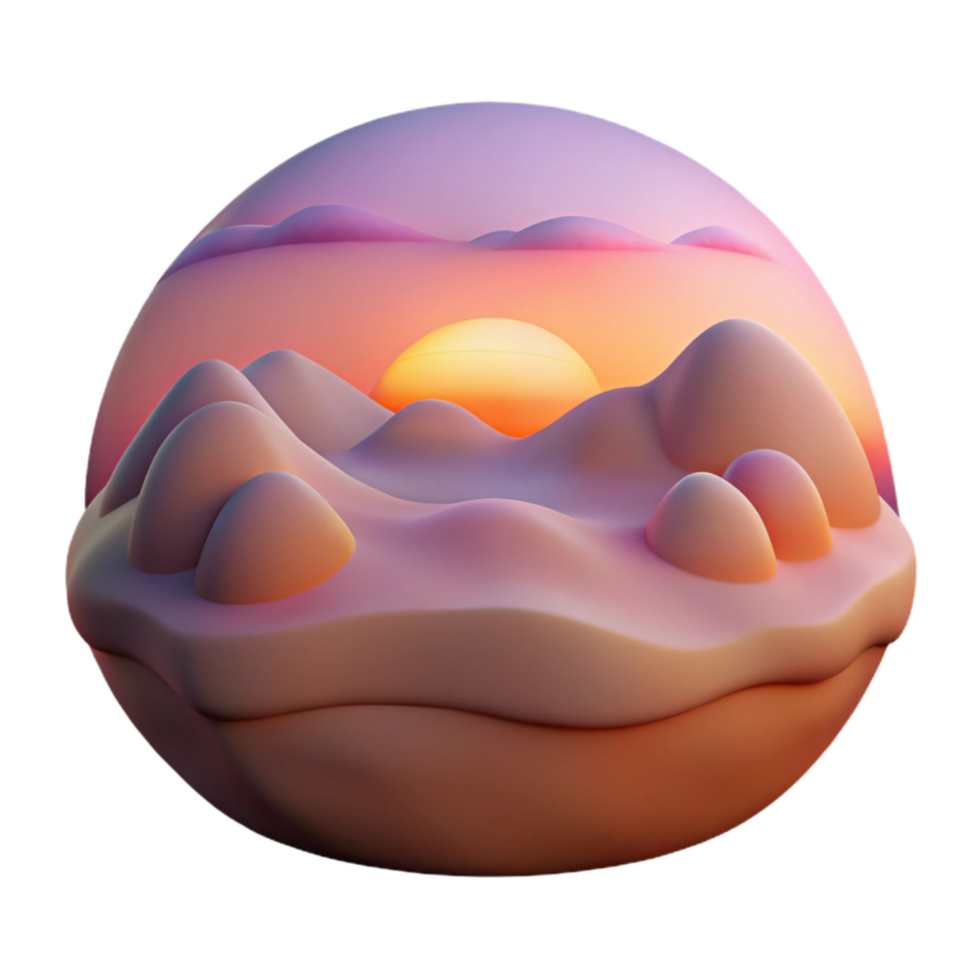 impressive artistic Soft Glow Dusk Landscape with Transparent Background Isolated original png