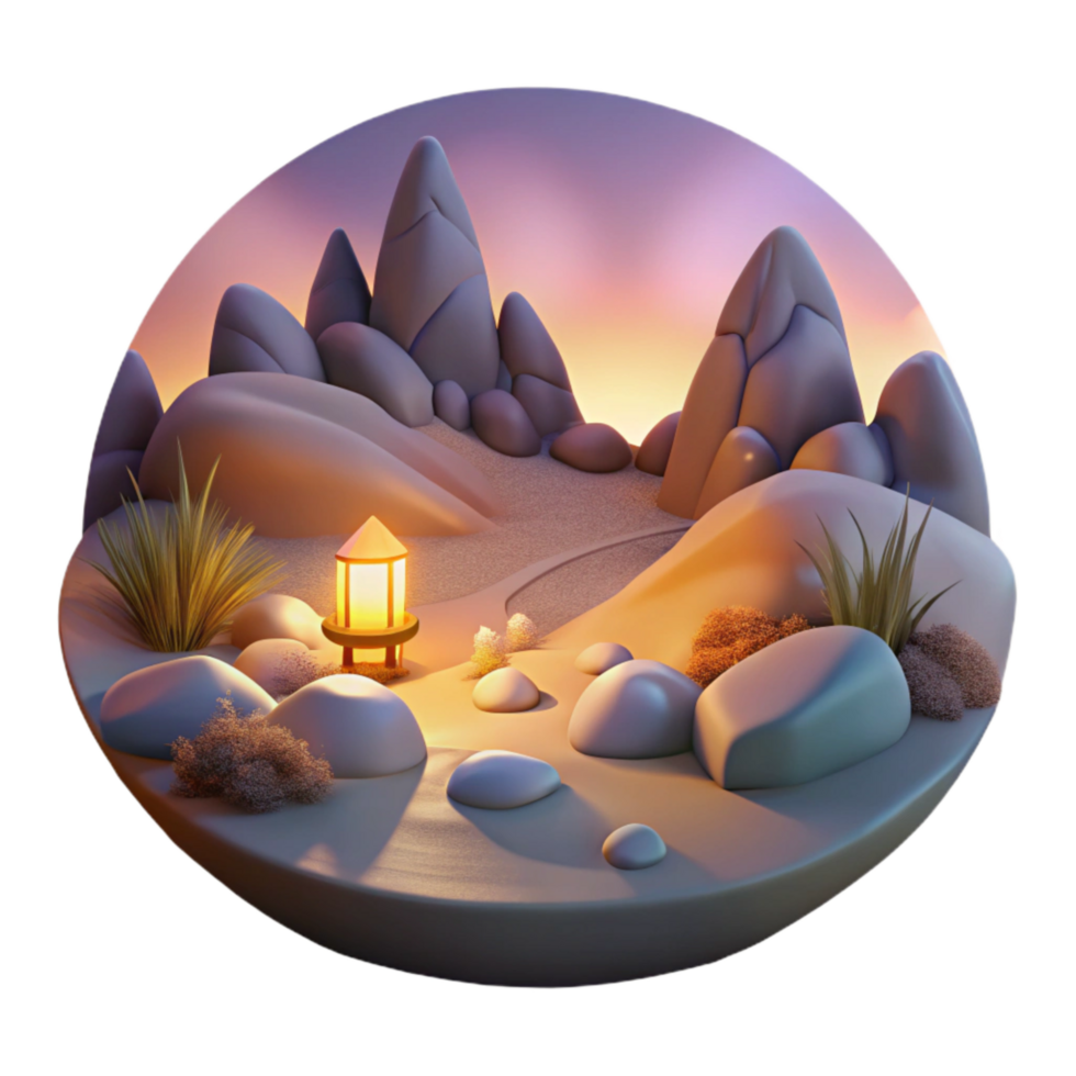 impressive vintage Softly Lit Dusk Landscape Isolated Element original png